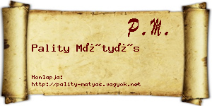 Pality Mátyás névjegykártya